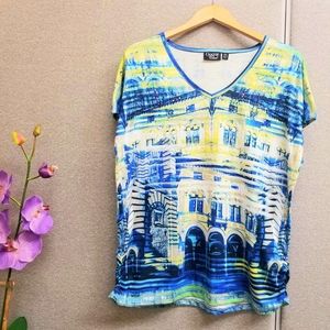 OnQue Casual sequined and printed knit tee
